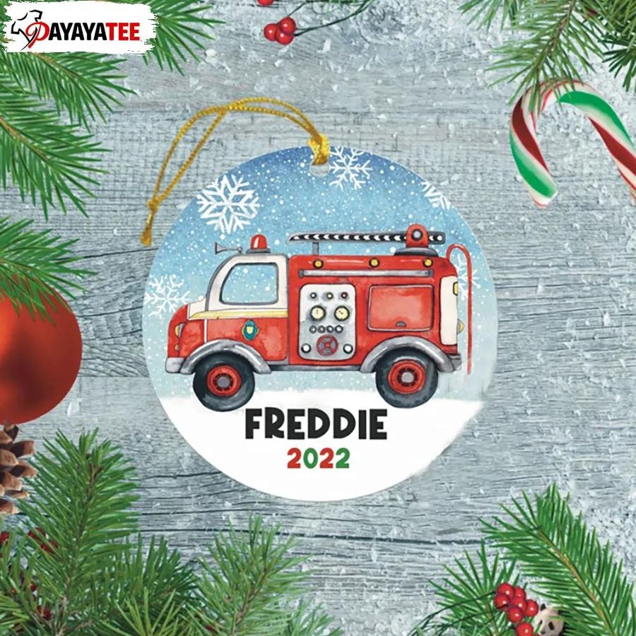 Personalized Firetruck Ornament Cute Christmas Decor Gifts