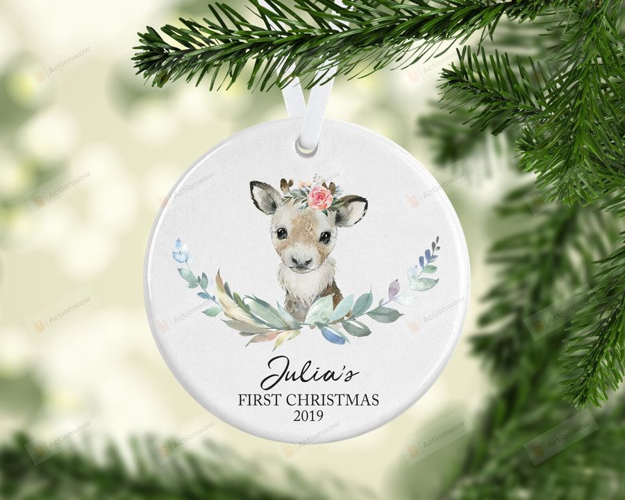 Personalized First Christmas With Cow Ornament, Gift For Cow Lovers Ornament, Christmas Gift Ornament