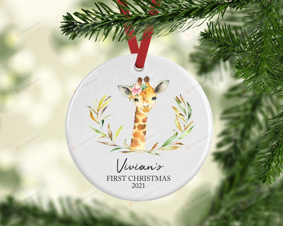 Personalized First Christmas With Giraffe Ornament, Gifts For Giraffe Ornament, Christmas Gift Ornament