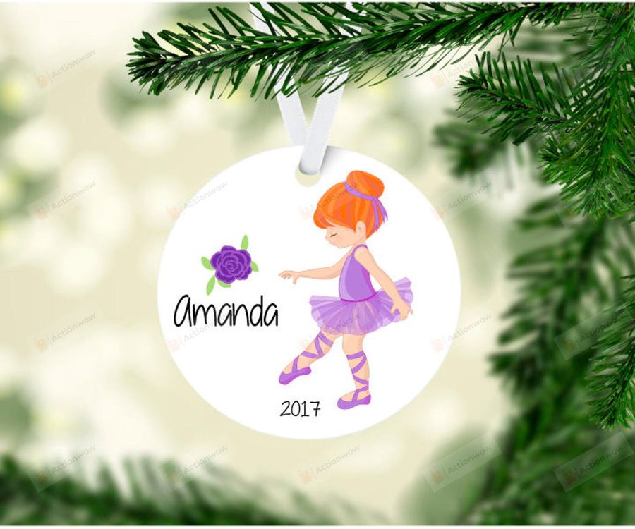 Personalized Floral Little Ballerina Ornament, Ballerina Gift Ornament, Christmas Gift Ornament   1821