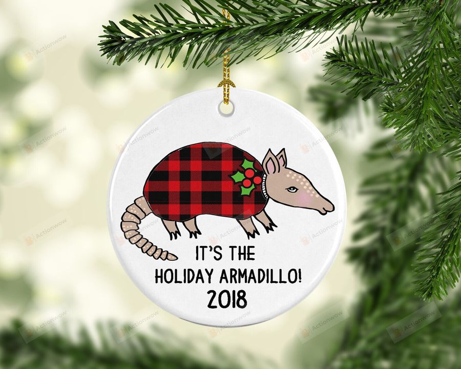 Personalized Holiday Armadillo Ornament, Gift For Armadillo Lovers Ornament, Christmas Gift Ornament