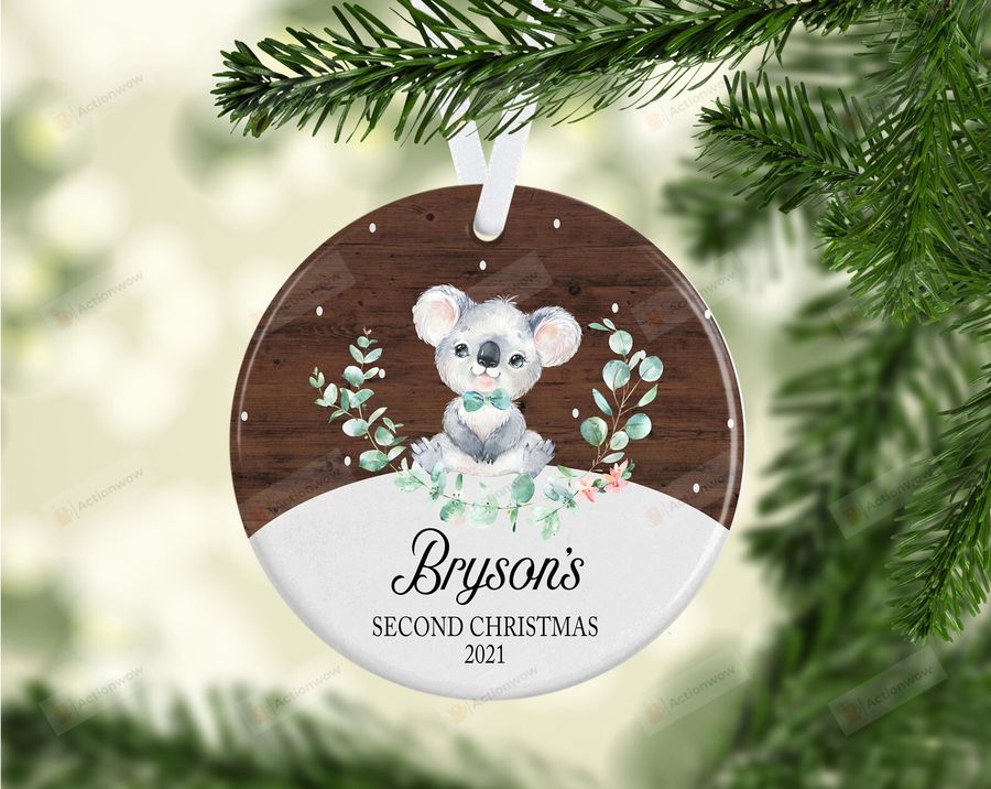 Personalized Koala Baby's Second Christmas Ornament, Koala Lover Gift Ornament, Christmas Keepsake Gift Ornament   4530
