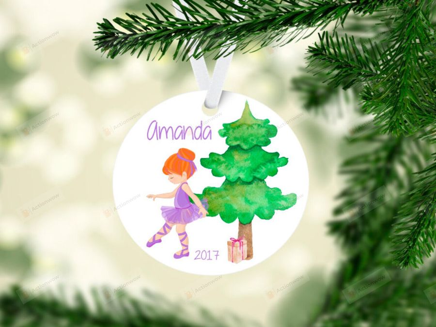 Personalized Little Ballerina And Christmas Tree Ornament, Ballerina Gift Ornament, Christmas Gift Ornament   4528