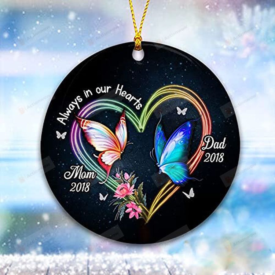 Personalized Loss Of Loved One Sympathy Ornament Always In Our Hearts Christmas Condolence Gift