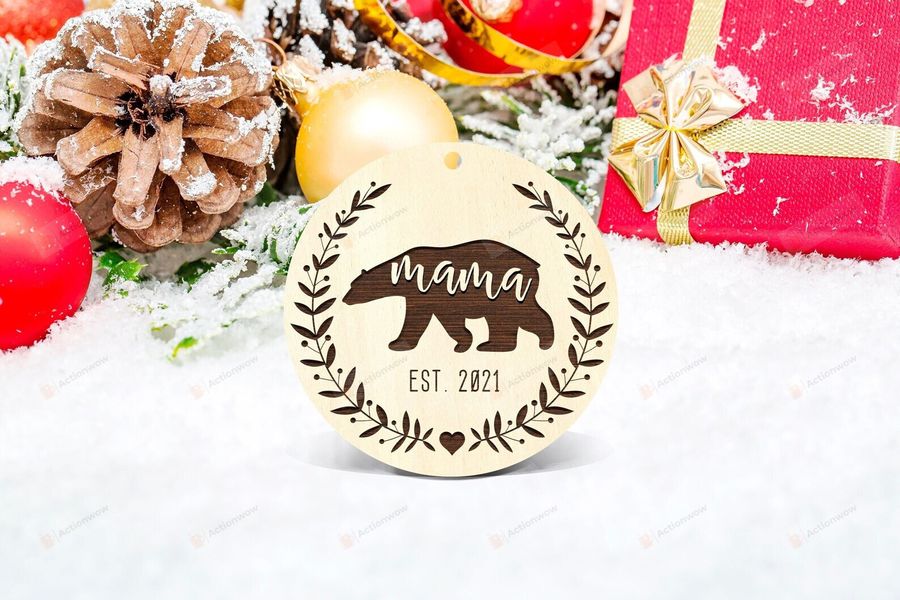 Personalized Mama Bear Ornament, Bear Lover Gift Ornament, Christmas Gift For New Mom Ornament
