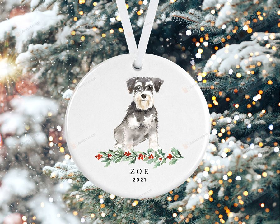 Personalized Miniature Schnauzer Dog Ornament, Gifts For Dog Owners Ornament, Christmas Gift Ornament