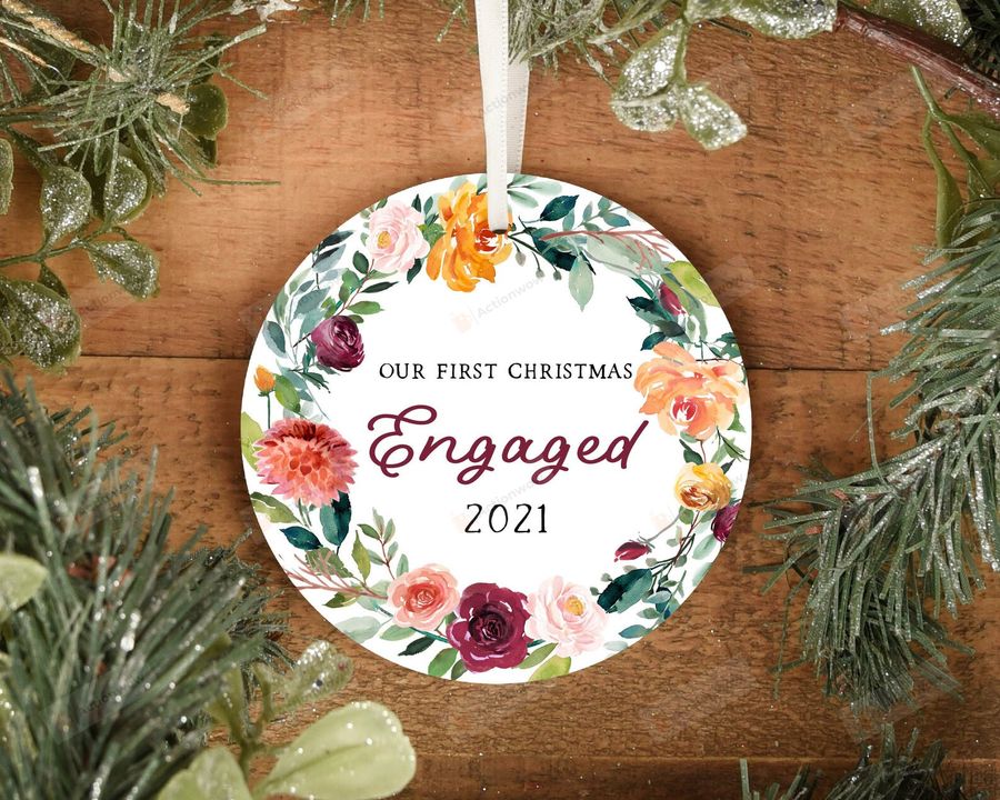 Personalized Our First Christmas Engaged Ornament, Gift For Married Couple Ornament, Christmas Gift Ornament