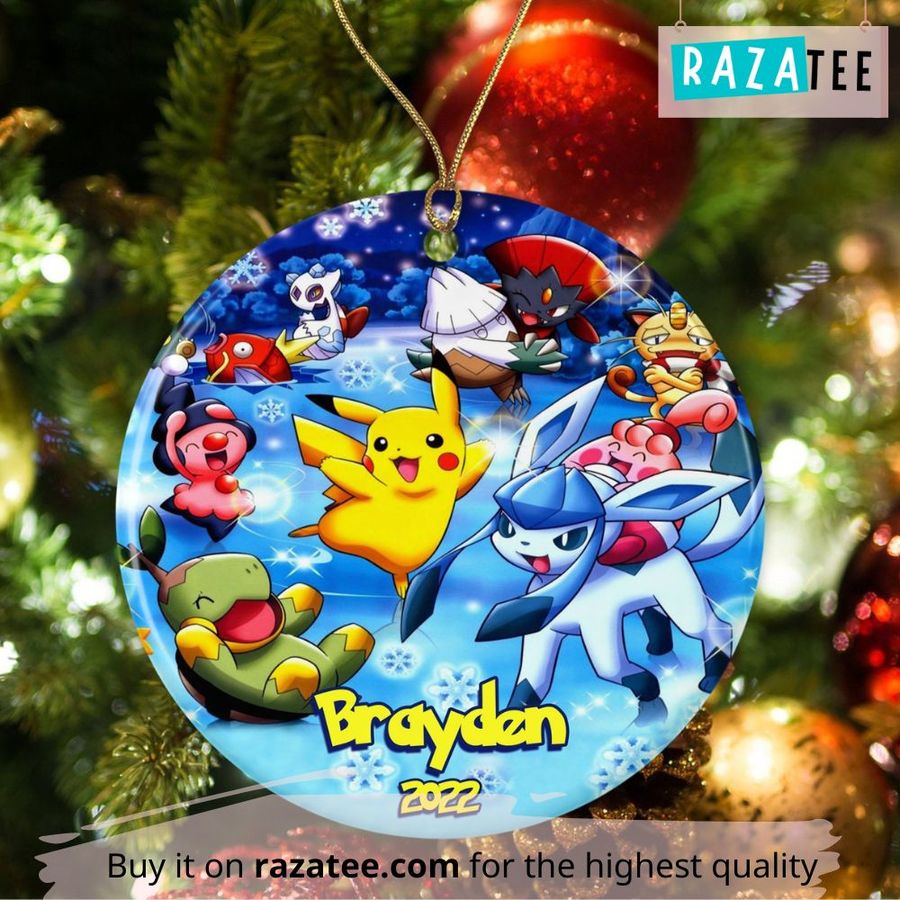 Personalized Pokemon Ornament, Christmas Ornament Decor, Pokemon Gift