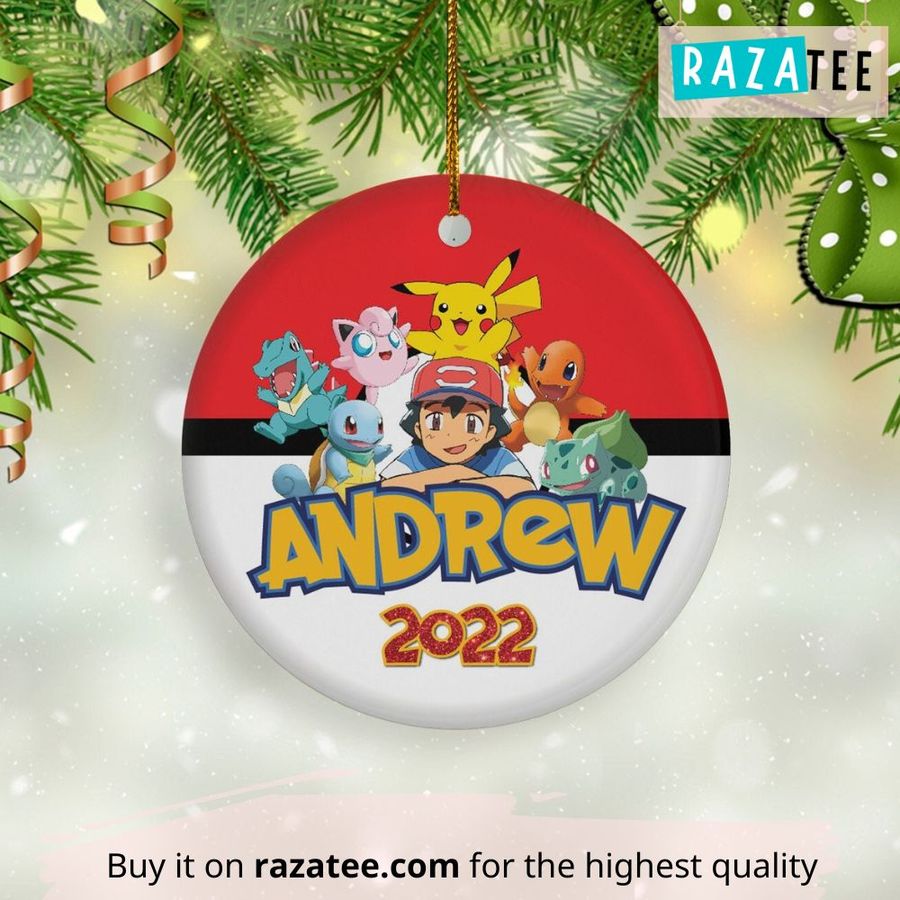 Personalized Pokemon, Pikachu Customized Ornament, Christmas Holiday Decor