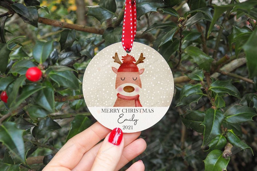 Personalized Reindeer Baby Christmas Ornament, Reindeer Lover Gift Ornament, Christmas Keepsake Gift Ornament   6247