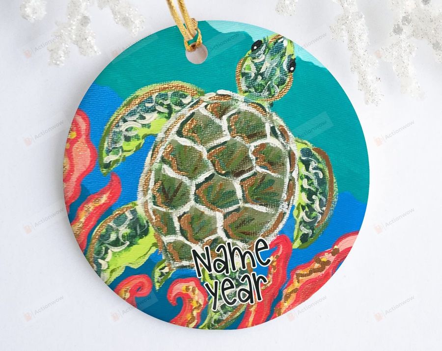 Personalized Sea Turtle Ornament Ocean Life Turtle Gifts Ocean Animals Christmas Ornament Christmas Tree Decoration Hanging Decoration   2128