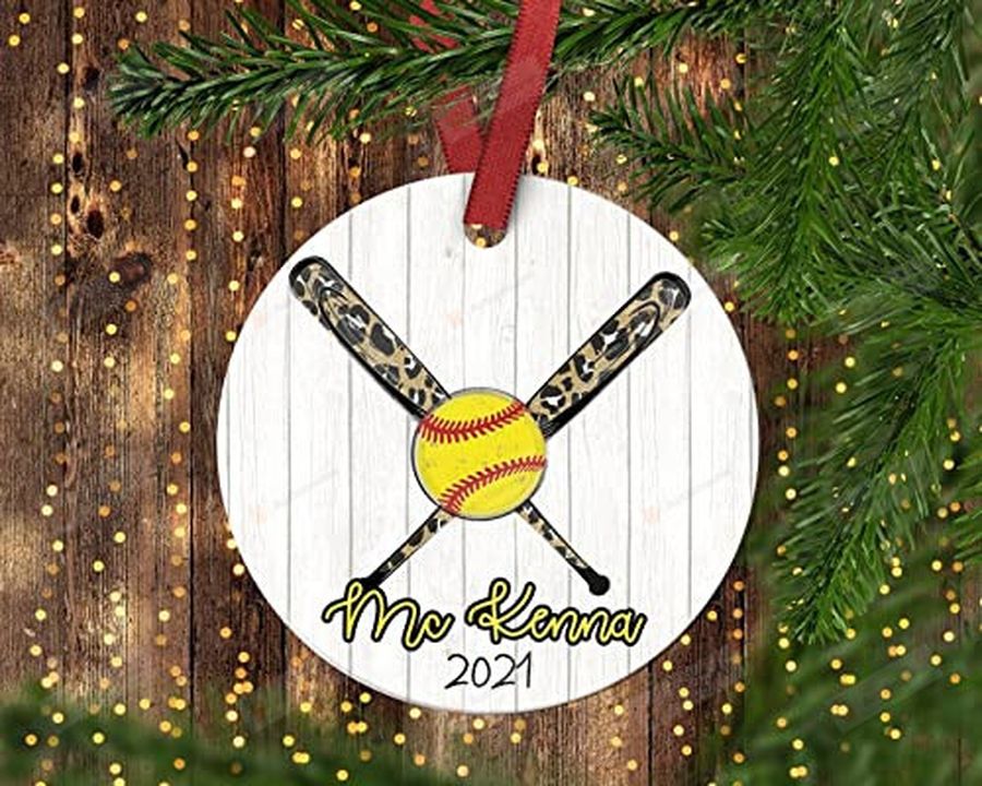 Personalized Softball Ornament Fastpitch Softball Ball With Stitches Design Gifts For Softball Hanging Decoration Xmas Ornament 1
