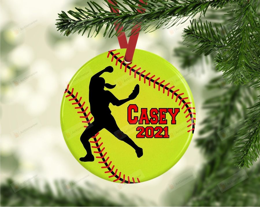 Personalized Softball Pitcher Ornament, Gift For Softball Player Ornament, Softball Lover Gift Ornament