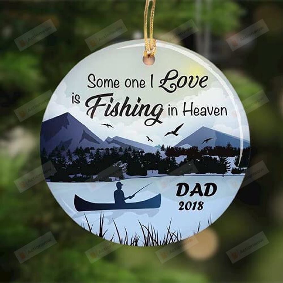 Personalized Someone I Love Is Fishing In Heaven Ornament In Heaven Gift Memorial Ornament Car Hanging Ornament Hanging Decoration Xmas Ornament Merry