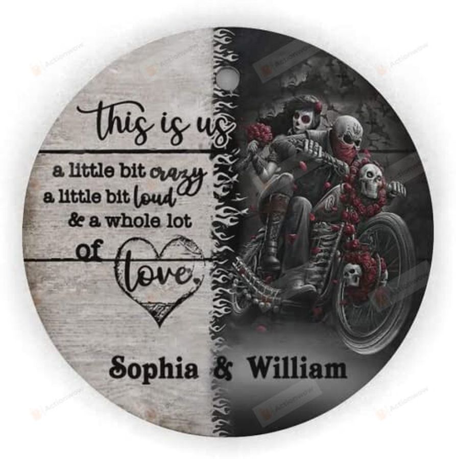 Personalized Tatoo Girl Skeleton Motorcycle Ornament Gifts For Couple, Bikers Christmas Ornament Decoration Ornament Hanging Decoration Christmas Tree Ornament   354