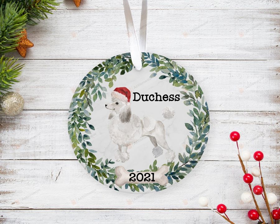 Personalized White Poodle Dog Ornament, Gifts For Dog Owners Ornament, Christmas Gift Ornament   9155