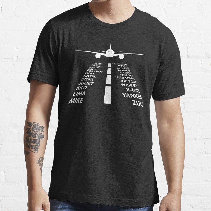 Phonetic Alphabet Pilot Airplane Funny Aviation Gift Essential T-Shirt