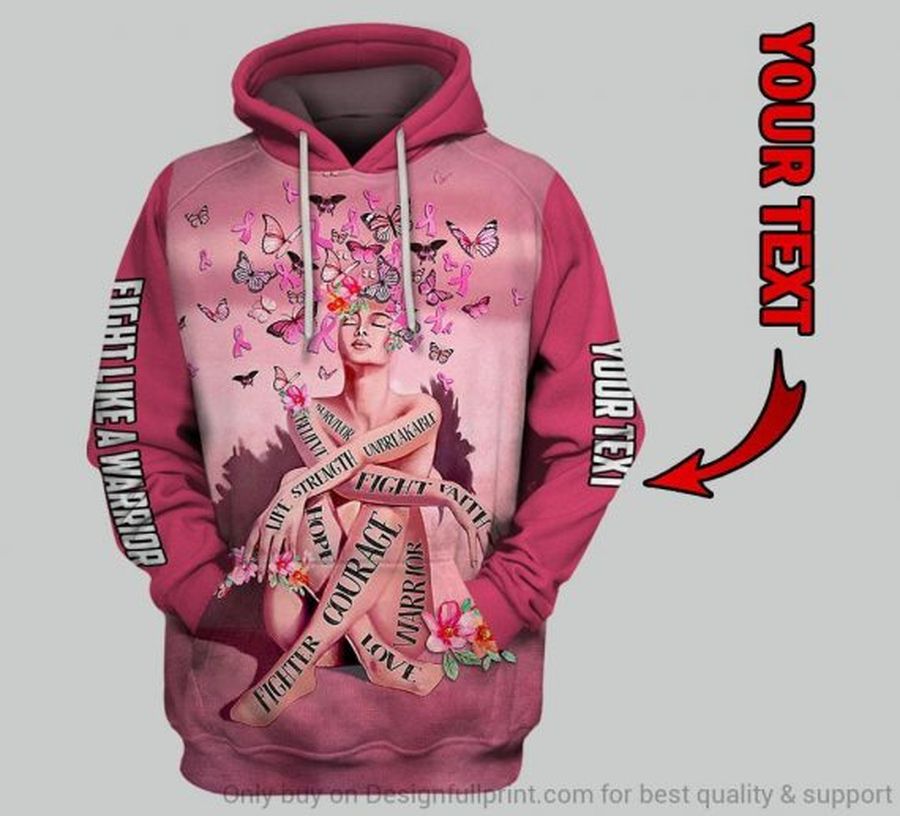 Pink Breast Cancer Fight Like A Warrior Personalized Unisex Hoodie Hg