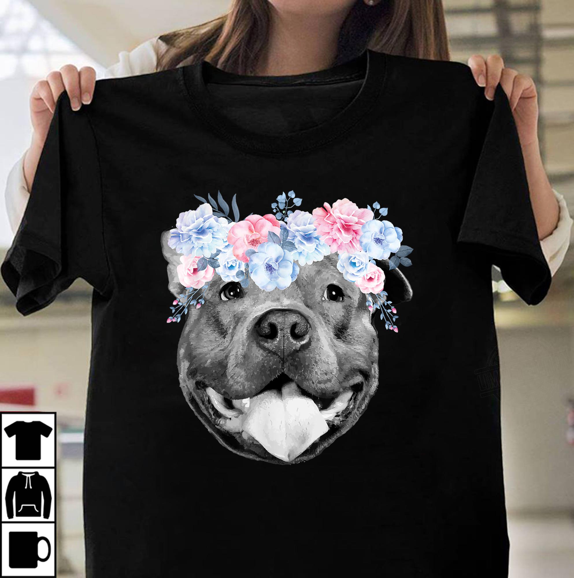 Pitbull Face Floral Shirt