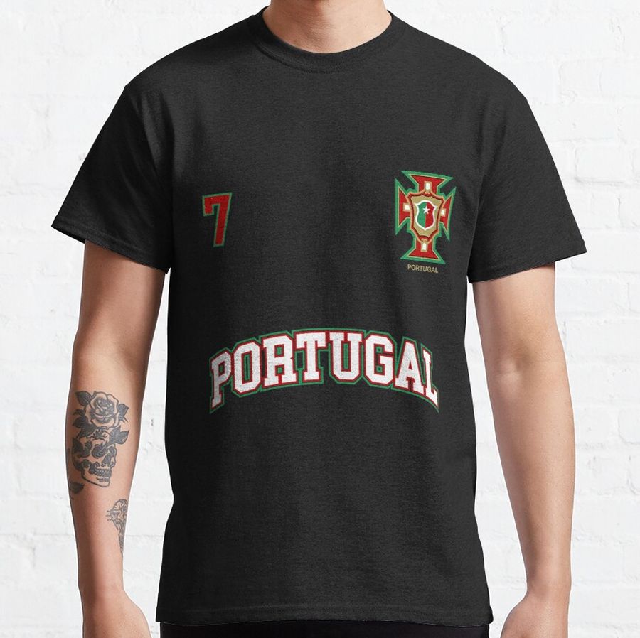 Portugal Shirt Number 7 (+BACK) Soccer Team Sports Tee Flag Classic T-Shirt