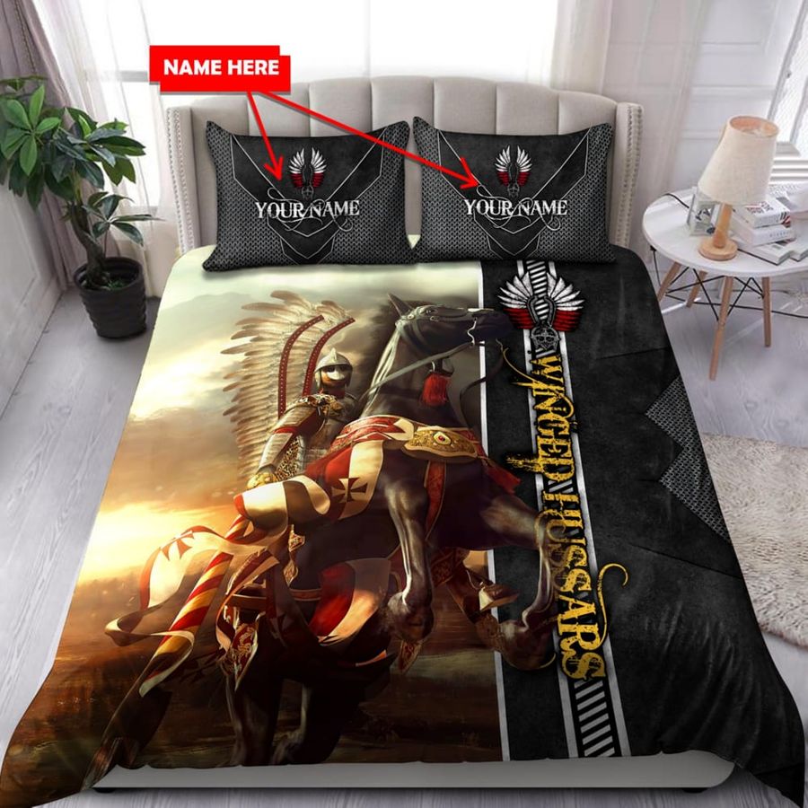 Premium Cavalry Winged Hussars Custom Name Bedding Set Duvet Cover Set