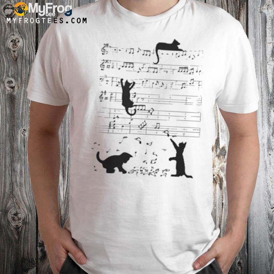 Preston Lanier Cute Cat Kitty Playing Music Note Clef Musician Art Shirt