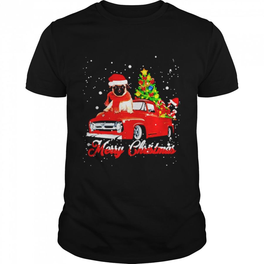 Pug Santa Hat Merry Christmas Shirt