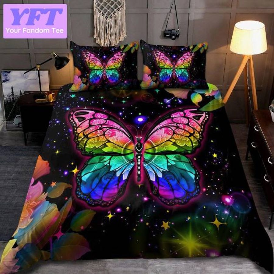 Rainbow Butterfly Art 3D Bedding Set