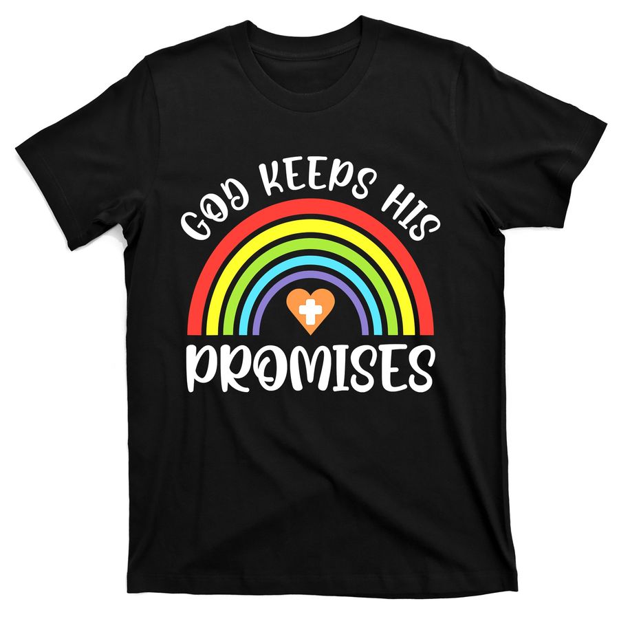 Rainbow Christian God Keeps His Promises Bible Noah T-Shirts