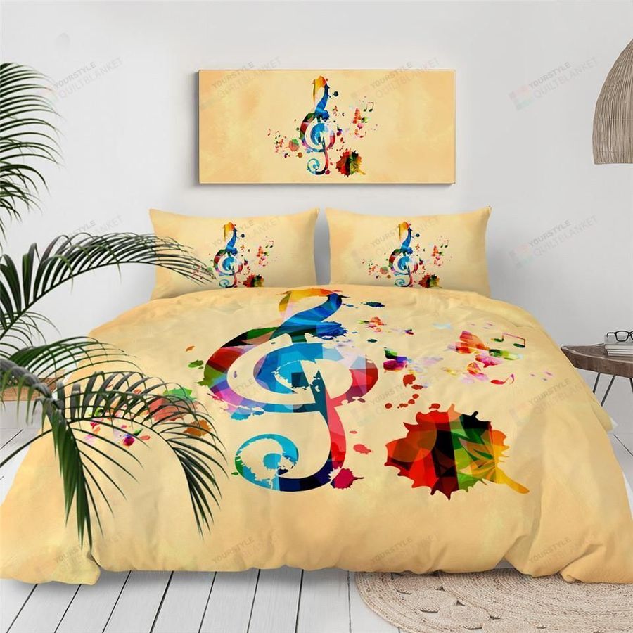 Rainbow Clef Music Note Cotton Bed Sheets Spread Comforter Duvet Cover Bedding Sets