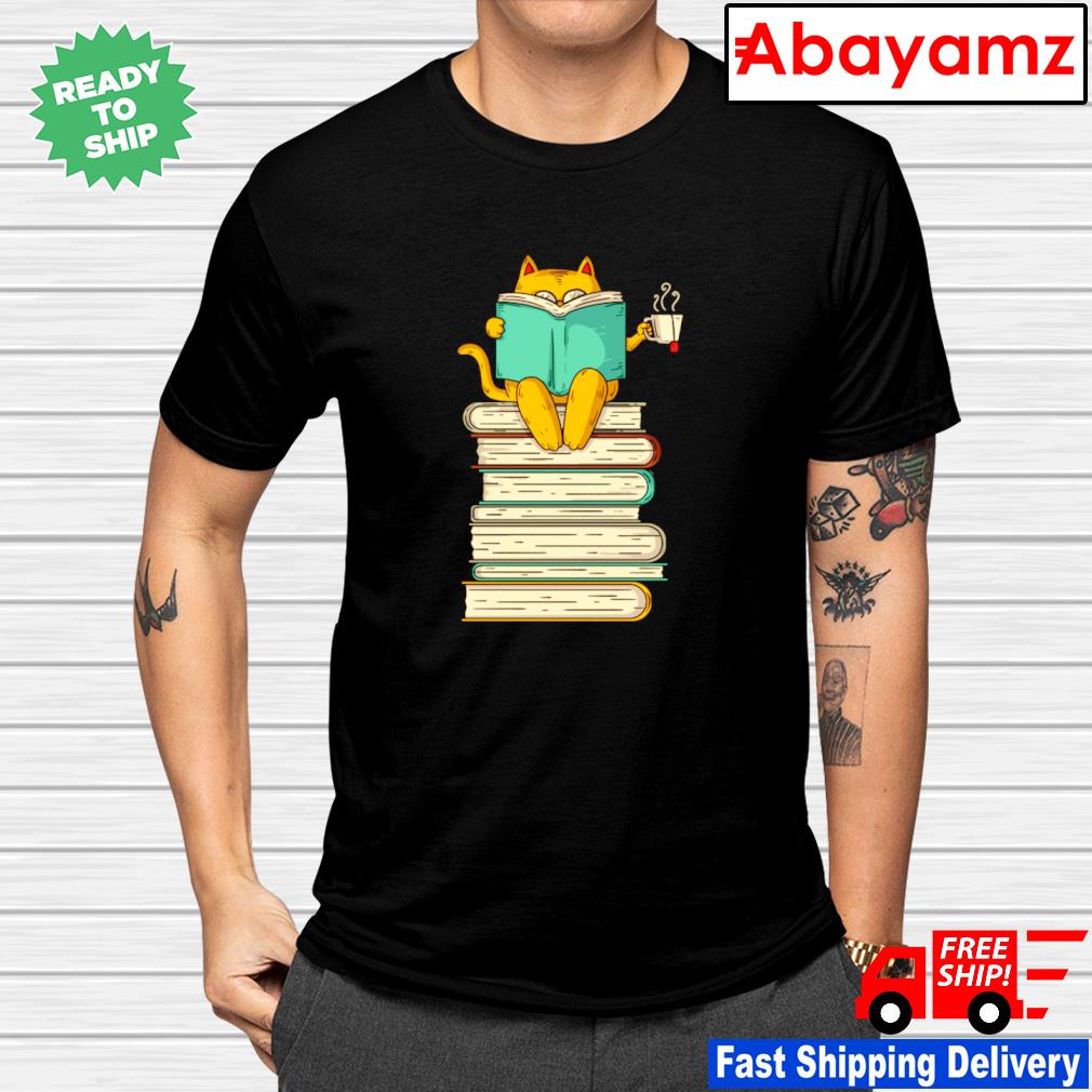Reading cat book tea lover shirt