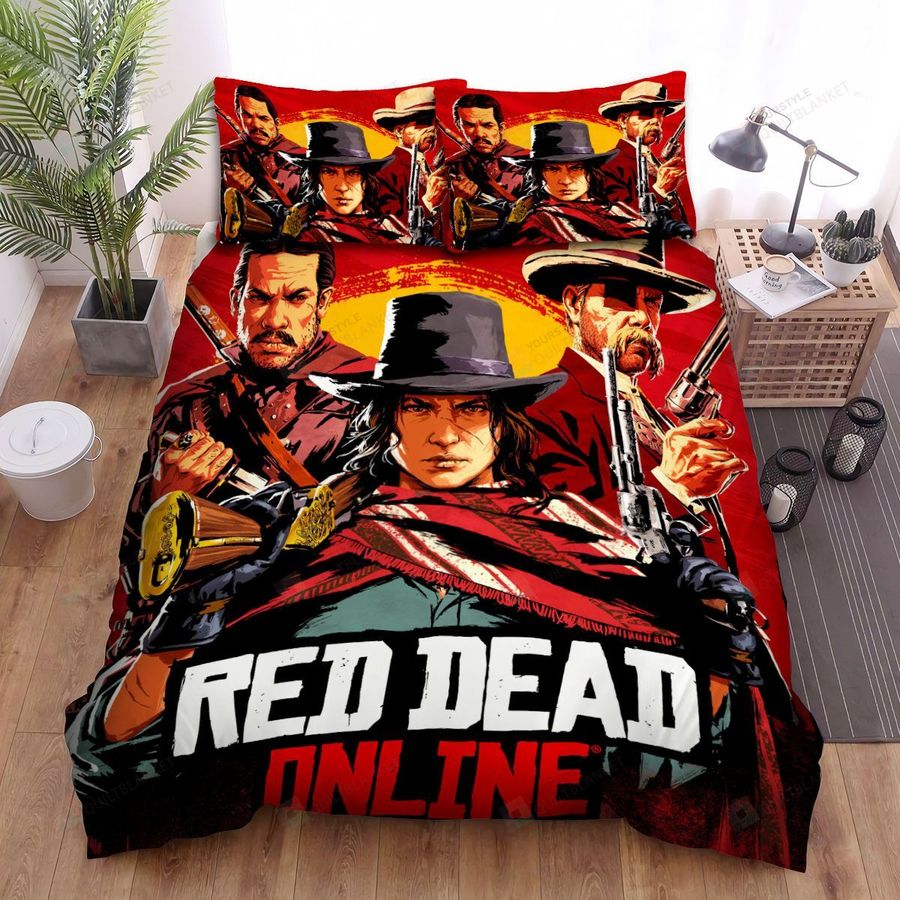 Red Dead Redemption Cowboys Bed Sheets Spread Comforter Duvet Cover Bedding Sets