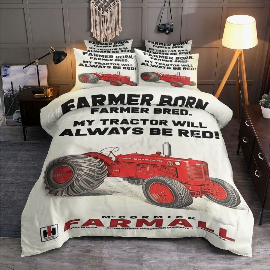 Red Farm Tractor Bedding Set  (Duvet Cover & Pillow Cases)
