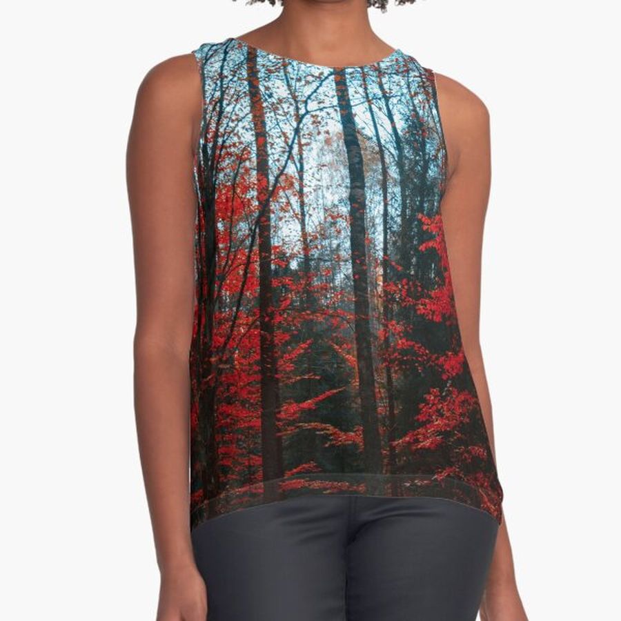 Red trees and leaves in the forest Sleeveless Top