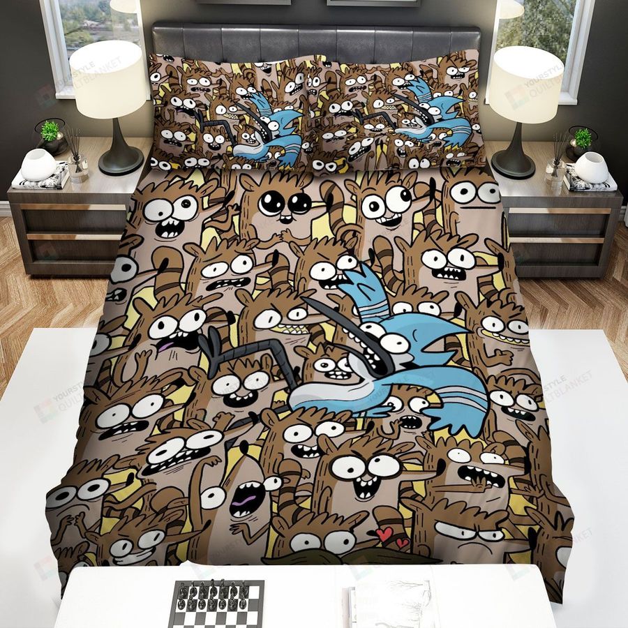 Regular Show Mordecai In Rigby Clones Bed Sheets Spread Duvet Cover Bedding Sets