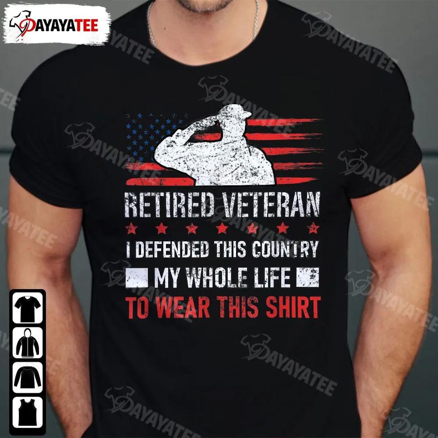 Retired Veteran Usa Soldier Shirt American Flag Defend America Military Patriot