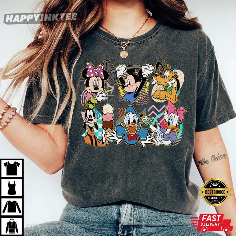 Retro 90s Cute Disney Mickey And Friends T-Shirt