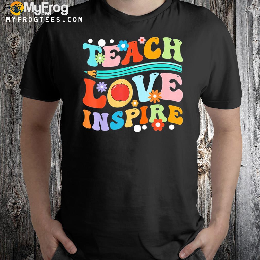 Retro groovy teacher inspirational happy back to school shirt