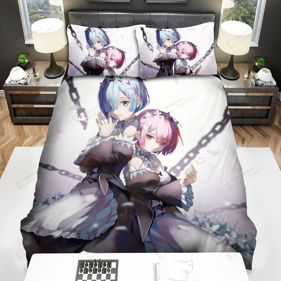 ReZero Rem And Ram With The Chains And The Butterflies Bed Sheets Spread Comforter Duvet Cover Bedding Sets