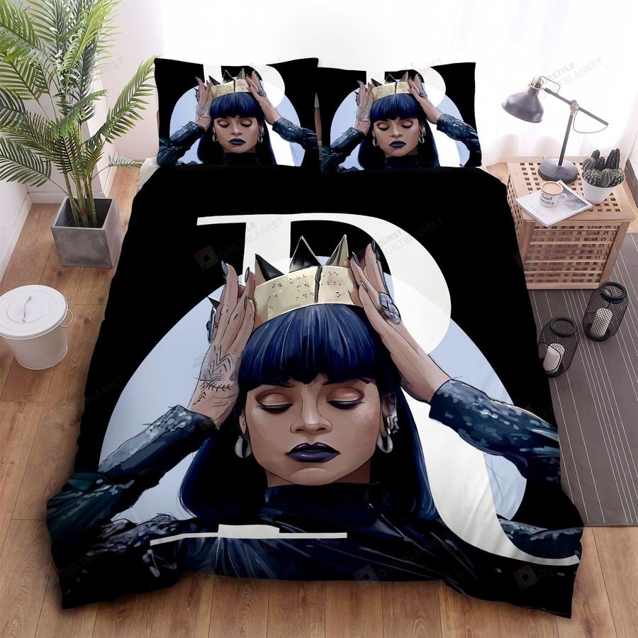 Rihanna Wearing The Crown Bed Sheets Spread Comforter Duvet Cover Bedding Sets
