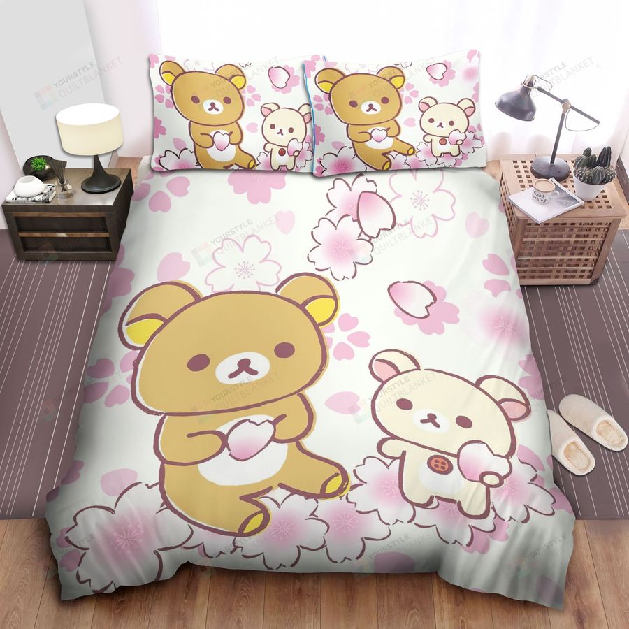 Rilakkuma Sakura Pattern Bed Sheets Spread Comforter Duvet Cover Bedding Sets