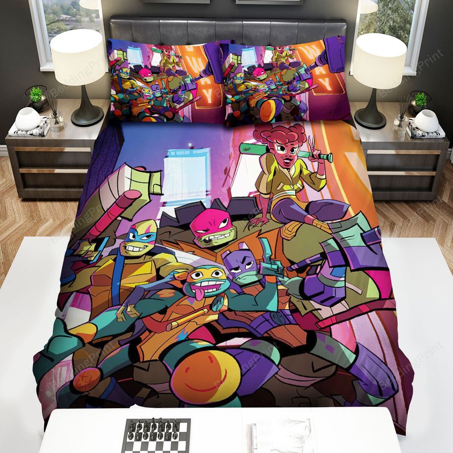 Rise Of The Teenage Mutant Ninja Turtles The Crew Poster In City Bed Sheets Spread Duvet Cover Bedding Sets