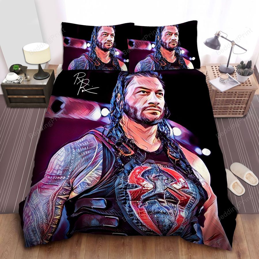Roman Reigns On Stage Watercolor Art Bed Sheet Spread Comforter Duvet Cover Bedding Sets