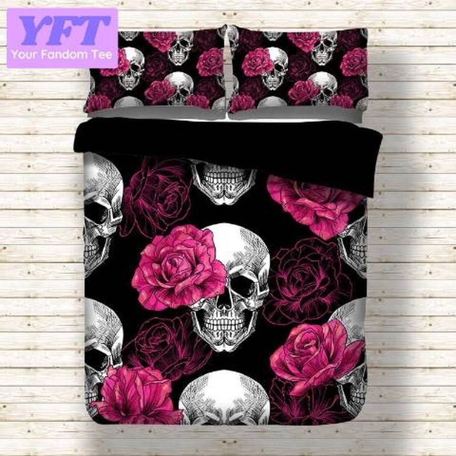 Rose Skull Black Duvet 3D Bedding Set