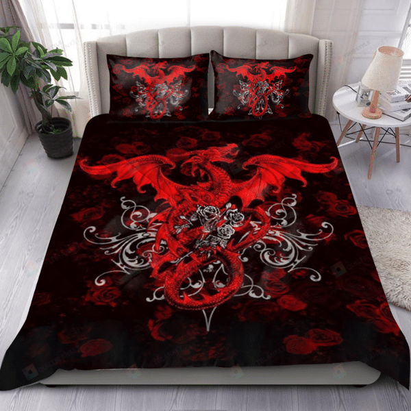 Rosy Celtic Dragon Cotton Bed Sheets Spread Comforter Duvet Cover Bedding Sets.Png