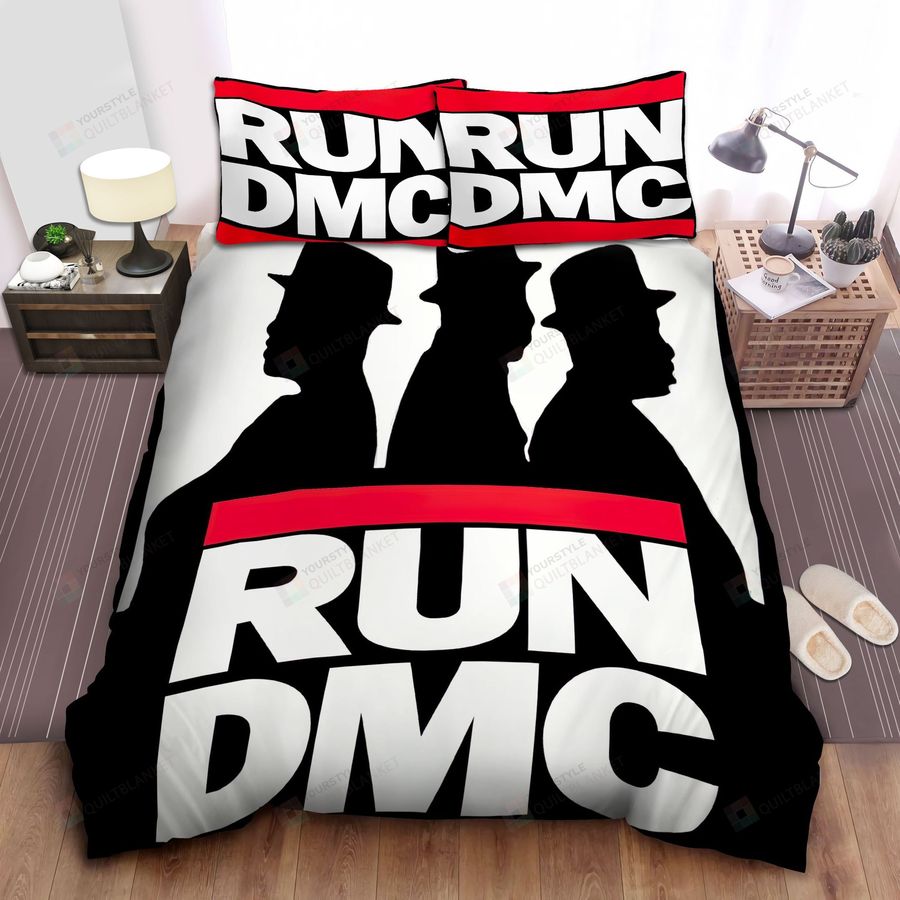 Run-Dmc Silhouettes And The Logo Bed Sheet Spread Comforter Duvet Cover Bedding Sets