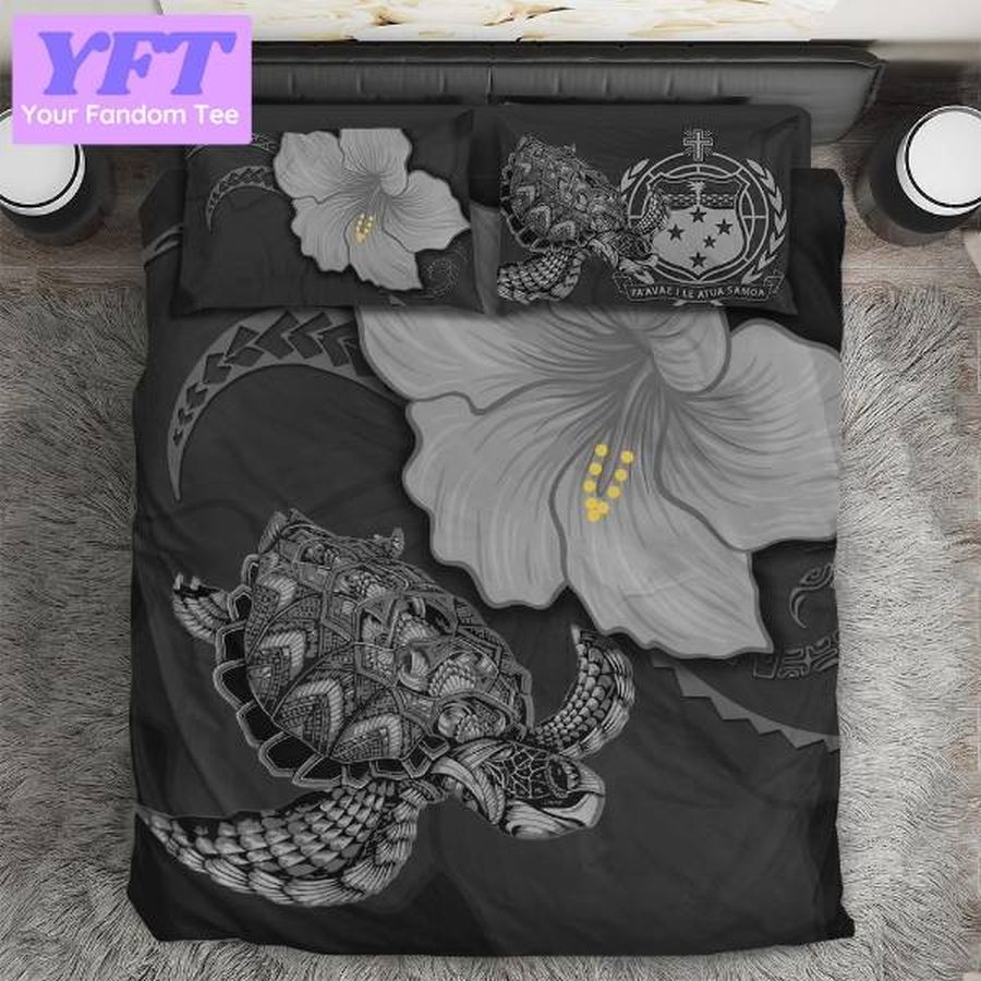 Samoa Turtle Acacia Hibiscus Gray Art 3D Bedding Set