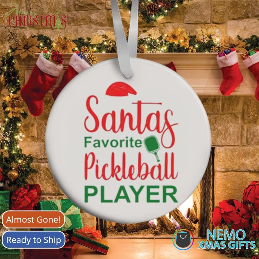 Santa'S Favorite Pickleball Player Ornament