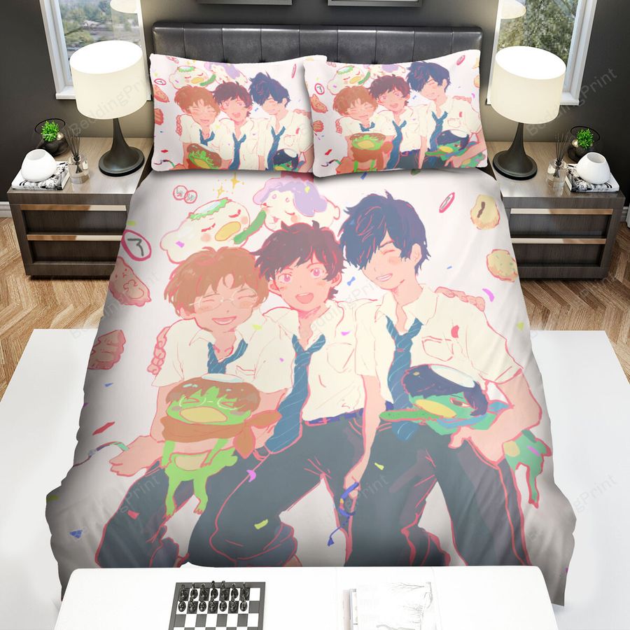 Sarazanmai Kazuki, Toi, And Enta Watercolor Art Painting Bed Sheets Spread Duvet Cover Bedding Sets