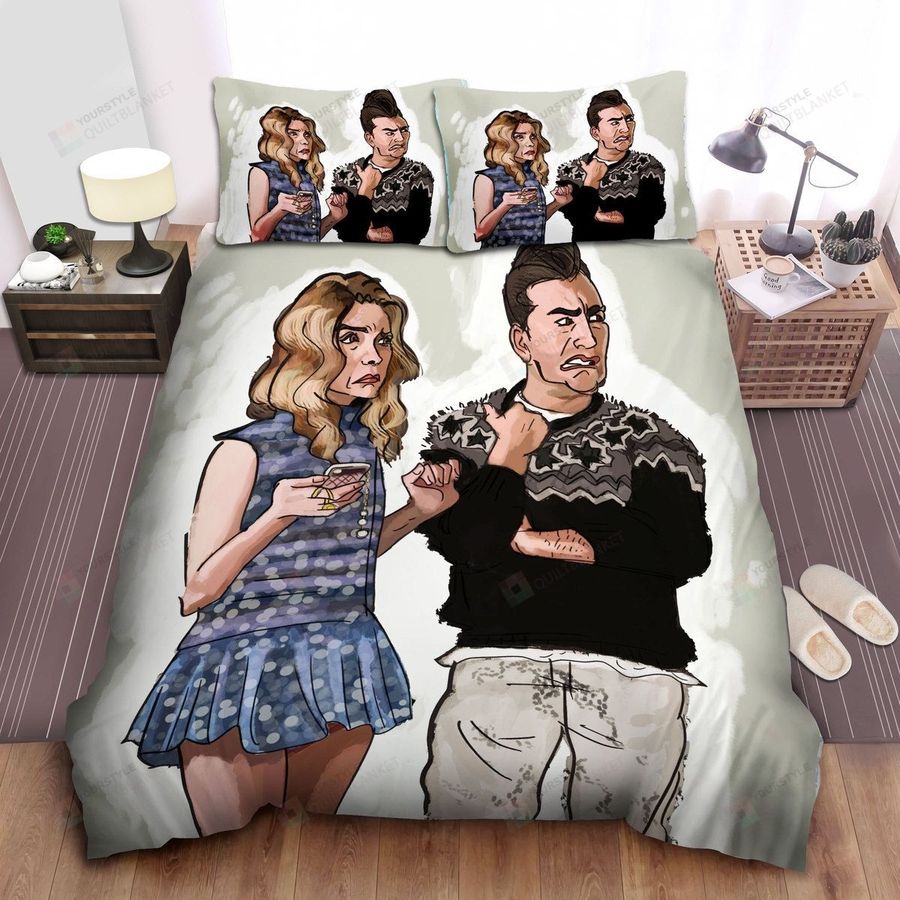 Schitt’s Creek David And Alexis Rose Drawing Bed Sheets Spread Comforter Duvet Cover Bedding Sets